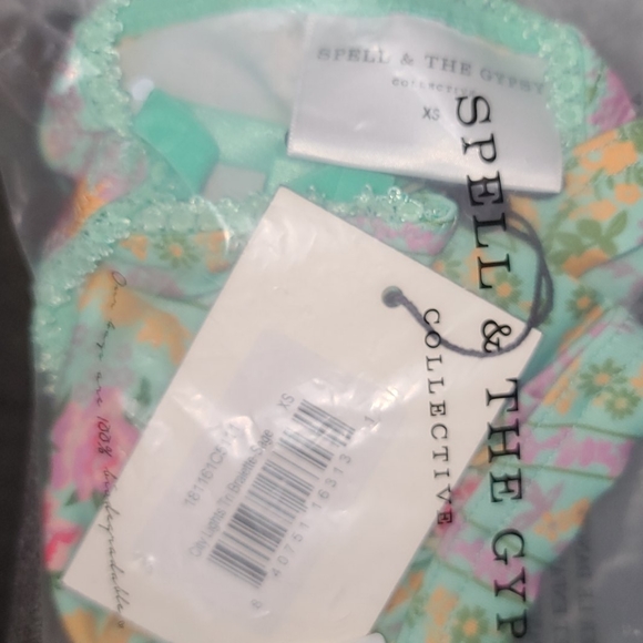 New spell designs city lights tri bralette sage XS